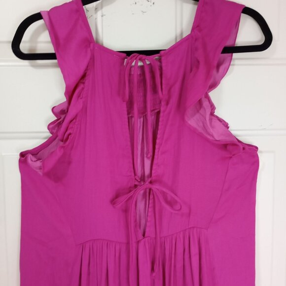 Intimately Free People Dress mini Magenta Sleeveless Smocked Ruffle Hem Size S - Picture 6 of 11